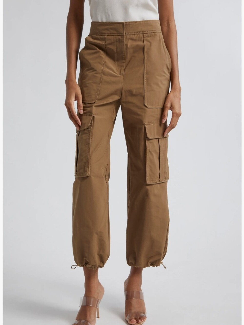 Veronica Beard Dari Cropped Cargo Joggers in Sepia
